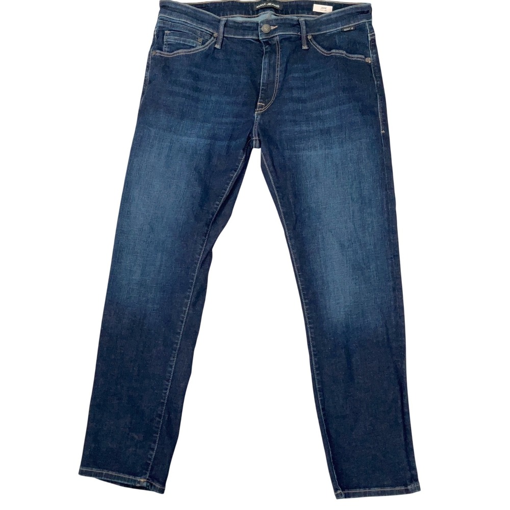 Mavi Jake Slim Leg Jeans Mens 36x29 Dark Wash Excellent Stretch Organic Cotton